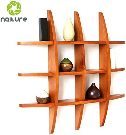 Naiture 29-1/2 x 4-1/4 x 29-1/2 Inch Floating Wall Shelf, Honey Oak Finish