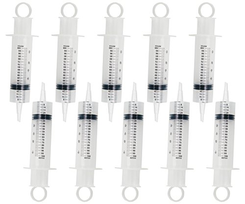 Graduated Advanced Measuring Garden Nutrients Syringe (100 cc/ml, 3.4 oz) 10-Pack - General House/Kitchen/Gardening/Hydroponics Liquid Measure