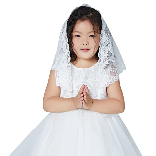 Little Girl’s Chapel Veil Church Catholic Mantilla Communion Lace Head Covering Latin Mass Off