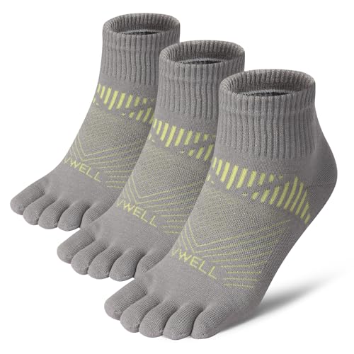 VWELL Toe Socks for Men Women Running COOLMAX Five Finger Socks Ankle Quarter Five Toe Socks Breathable 5 Toe Socks, 3 Pairs