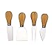 Bastex 4 Piece Cheese Knife Set with Bamboo Wood Handle. Wooden and Stainless Steel Knives and Fork for Cutting Cheeses, Formaggio