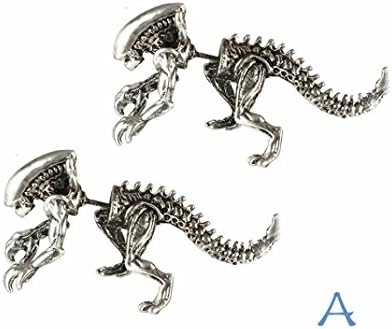 Dinosaur Ear Studs Earrings Women Skeleton Ear Tragus Piercing Dangles Small Ear Studs Jewelry Hemlock (Silver-1)