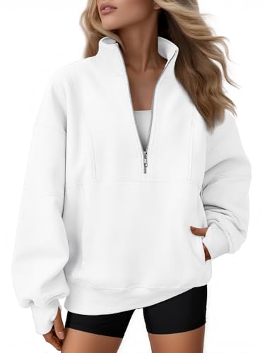 AUTOMET Women's Oversized Quarter Zip Fleece Sweatshirt