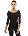 PattyBoutik Women Boat Neck Raglan 3/4 Sleeve Blouse (Black Small)