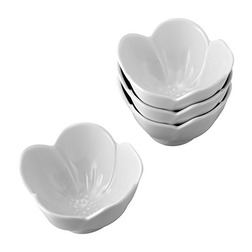 Gourmet Art 4-Piece Floral Melamine 4 3/4" Dessert Bowl, White