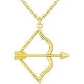Takar Archery Pendant Necklace – 925 Sterling Silver Gold Plated Vermeil Bow and Arrow Charm Necklace – Adjustable 16 & 18 inch rolo chain – Archery Accessories for Men and Women – Made in USA