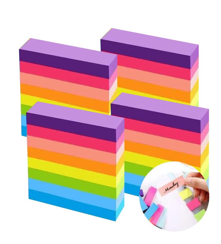Dogmoon Sticky Notes, 1600 Sheets 8 Colors Self Sticky Notes Pad, Bright Post Stickies for Office Home School Meeting (76mmx16mm)