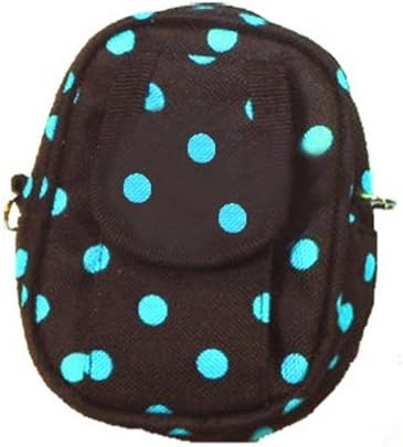 BROWN DIGITAL CAMERA CASE W/BLUE POKA DOTS