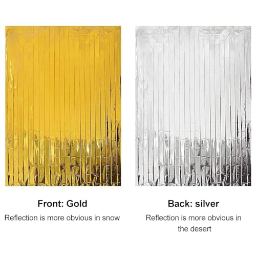 Thermal Blanket Silver Gold, 3 Pieces 210 x 160 cm, Emergency Rescue Blanket, Outdoor, for Hiking and Survival