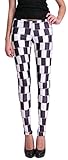 QZUnique Women's Striped Digital Print Footless Elastic Leggings Pants