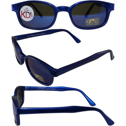 The Original KD's Biker Shades By PCSUN Blue Ice Frames Blue Mirror Lenses.