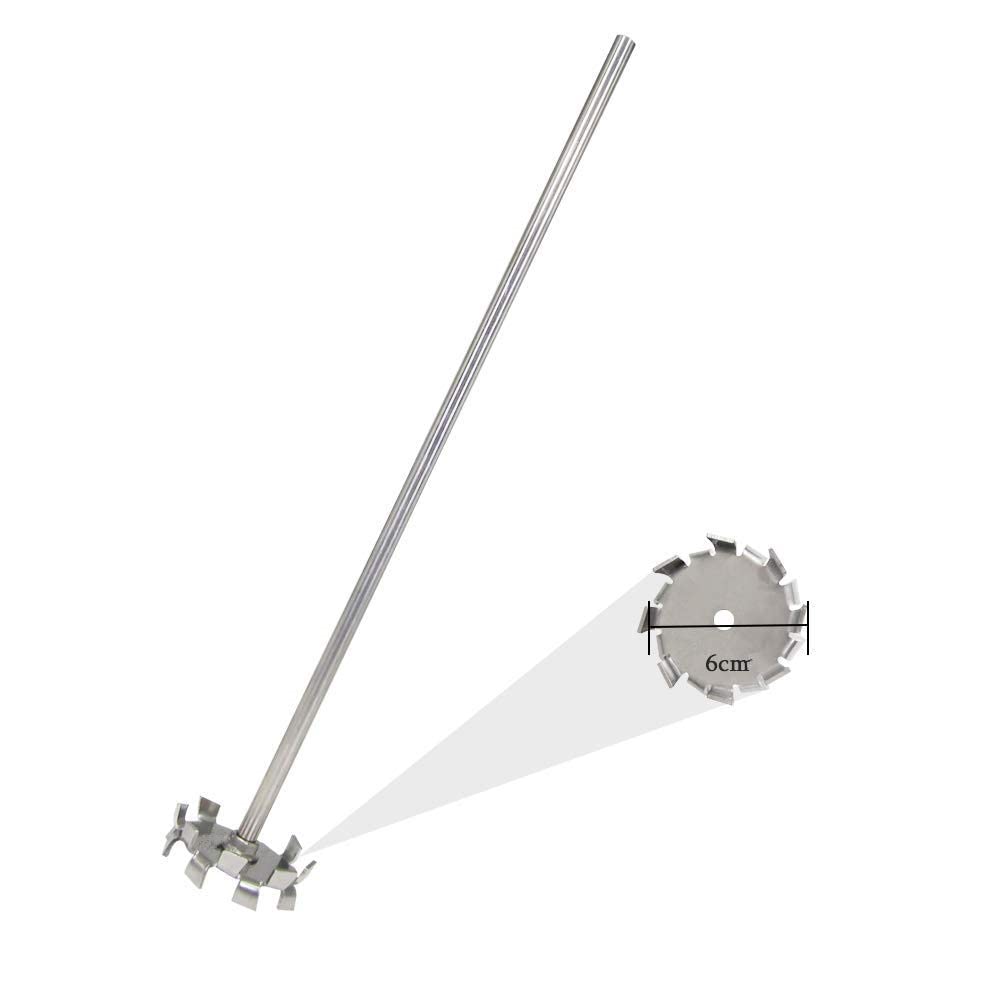YUCHENGTECH Disc Stirring Rod Cement & Paint Mixing Rod Mortar Mixing Paddle 304 Stainless Steel Dispersing Machine Blade Stirring Shaft (6cm Disc with 8X300mm Rod)