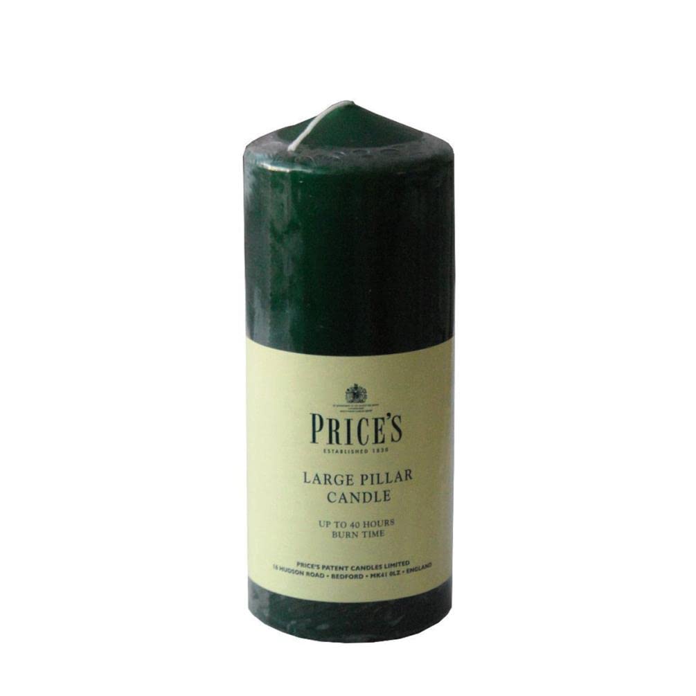Price's Candles - 6" Evergreen Pillar Candles - Smokeless Burn - Unscented - Slow Burning - Non-Drip - Multi-Purpose