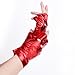 JISEN Women's Sexy Wet Look Lace Heart Insert Fingerless Lame Gloves 5.5