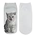 Womens Girls 3D Novelty Colorful Funny Cat Pug Ankle Socks, Crazy Cute Cartoon Low Cut Kitty Socks 5 Value Pack
