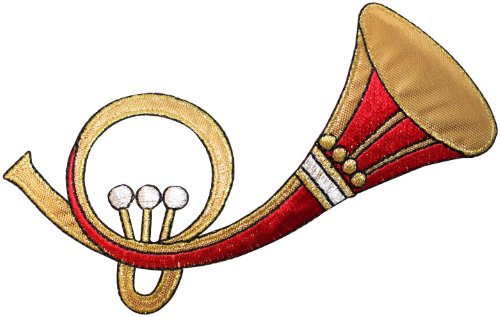ID 9194 French Horn Patch Musical Wind Instrument Embroidered Iron On Applique