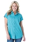 Women's Plus Size Cotton Cap Sleeve Campshirt