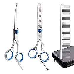Elfirly Dog Grooming Scissors Set with Safety Round