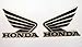 Honda Wings Fuel Tank Gas Tank Stickers Decals 2 X 80mm Black & Metallic Silver - Left & Right Brand New 100% Genuine