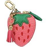 Minimalist Cute Fruit Shaped Keychain, Coin Purse, Strawberry, Ornament For Bags mini pouch Wallet gift for girl women (strawberry)