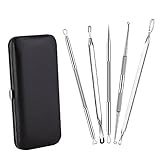 SUPRENT Professional Blackhead Remover Kit, Comedone Removal with Leather Case, 5 Surgical Pimple Extractor, Best Treatment for Acne, Pimple, Blemish, Whitehead, Zit on Nose, Face, Body