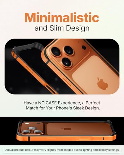 RAEGR Case | Anodized Aluminum Bumper | Compatible with iPhone 17 Pro Max (2025) | Supports Magnetic Wireless Charging | Edge Armor Protective Minimal Case - Orange/Cosmic Orange RG10622