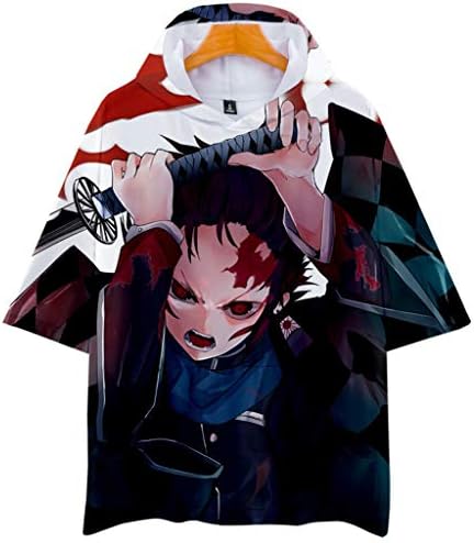 Yagao Demon Slayer:Kimetsu No Yaiba 3D Fashion Men and Women Hoodie Short Sleeves T-Shirt with Hat