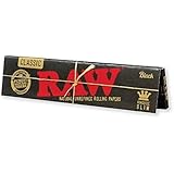 Raw Black King Size Slim Natural Unrefined Rolling Papers - 1 Pack - 32 Leaves