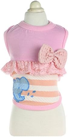 ZeroTone Cute Elephant Lace Striped Cotton Shirt Vest Decorated with Bow for Small Pet Dog Cat 2 Colors XS-XL
