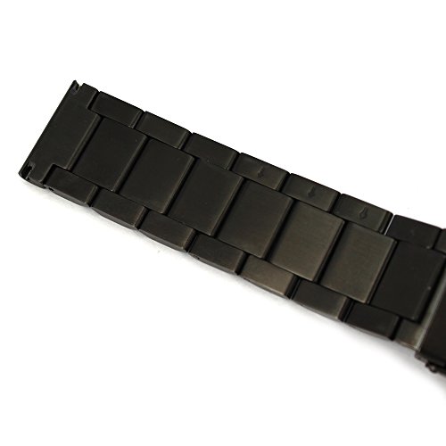 Stainless Steel Watch Band Classic Watch Strap 24mm with Double Buckles Clasp Bracelet Wristband Strip Replacement - Black - Thumbnail 5