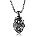LBFEEL Stainless Steel Anatomical Organ Heart Pendant Necklace for Men in 3 Colors With a Gift Box