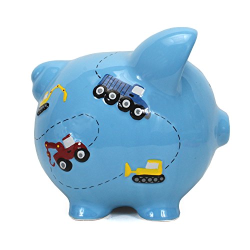 Child to Cherish Piggy Bank Large, Blue Construction