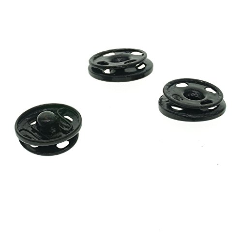 YOYOSTORE 20 Black and 20 Silver Tone Metal Press Studs Buttons Card 14MM Snap Closing Fasteners Dress Coat Titch Twitch Sew On Doll Baby Buttons Pewter Craft Rapid Rivet Making Poppers Tool