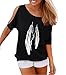 Swtddy Womens Short Sleeve Off Shoulder t Shirts Feather Print Shirts Casual Tops Tees