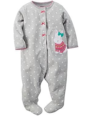 Carters Baby Girls Microfleece Snap-Up Sleep & Play Polka Dot Dog 3M