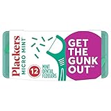 Plackers Micro Mint Dental Floss Picks with Travel Case, 12 Count (Color may vary)