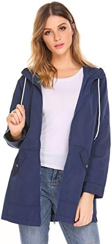 Venena Womens Rain Jacket Waterproof With Hood Lightweight Rain Trench Coat