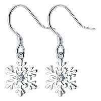 taxiner 925 Sterling Silver Snowflake Xmas Stud Earrings Jewellery Gift for Women Girl