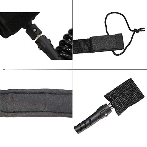 SUP Surfboard Leash,String Ankle 7mm-10ft for Long Surfing Board,Calf Paddle Board,10’ Coiled Leg Rope,Black