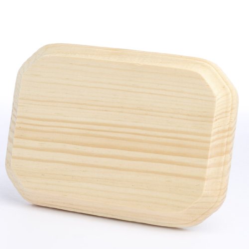 Pack of 4 Unfinished Wood Beveled Edge Clipped Corner Rectangle Plaques from Factory Direct Craft - Blank Wooden Rectangle Signs for DIY Crafts and Projects (7" H x 5" W)