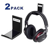 Headphone Headset Stand Hanger Wall Mount Set of 2 - No Drilling Required - OAPRIRE Universal Headphone Holder Hook with Cable Clip - Save Desktop Space
