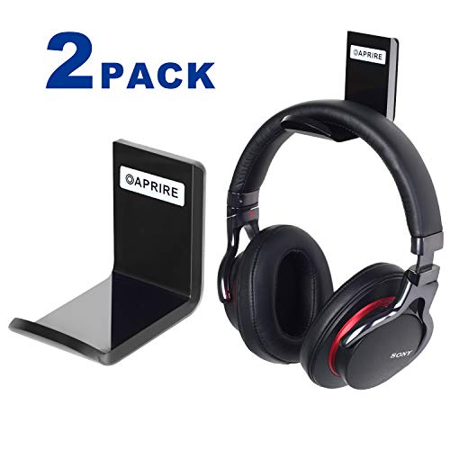 Headphone Headset Stand Hanger Wall Mount Set of 2 - No Drilling Required - OAPRIRE Universal Headphone Holder Hook with Cable Clip - Save Desktop Space