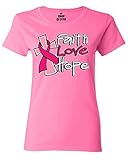 Shop4Ever® Faith Love Hope Women's T-Shirt Breast Cancer Awareness Shirts