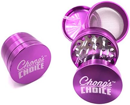 Chong's Choice Compact Herb Grinder Premium 2.5 Inch Herb 4 Part Grinder with Pollen Catcher (Purple)