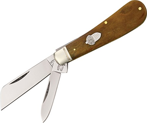 Rough Rider Half Hawk Fold Knife, 440 SS pen and sheepsfoot blade, tobacco smooth bone handle