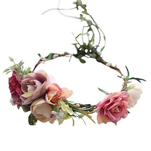 image for Vivivalue Rose Flower Crown Flower Garland Headband Hair Wreath Floral