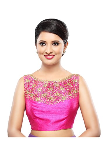 Saris and Things Pink Dupion Silk Back Open Ready-made Saree Blouse Choli