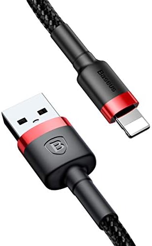 Kevlar USB Charging Cables 2.4A Quick Charge Cable Durable High-Density Weave Wire Charge & Transfer Data Cable Compatible with Apple Devices (Red with Black, 0.5M)