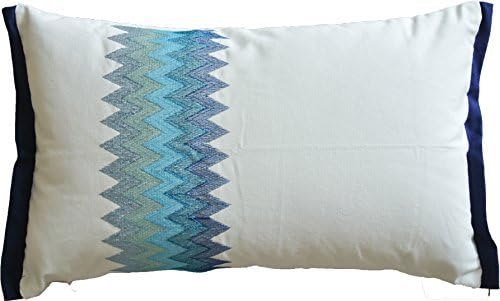 HOMETALE® Zig-Zag Embroidery with Piping Decorative Throw Pillow COVER 20X12" Blue