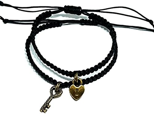Set of 2 Lovely Lock and Key Pendants Knots Bracelets GirlFriend and BoyFriend Best Gift